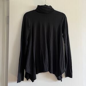 Theory Black Pima Cotton Modal Draped Turtleneck Top - minimal classic– Size S